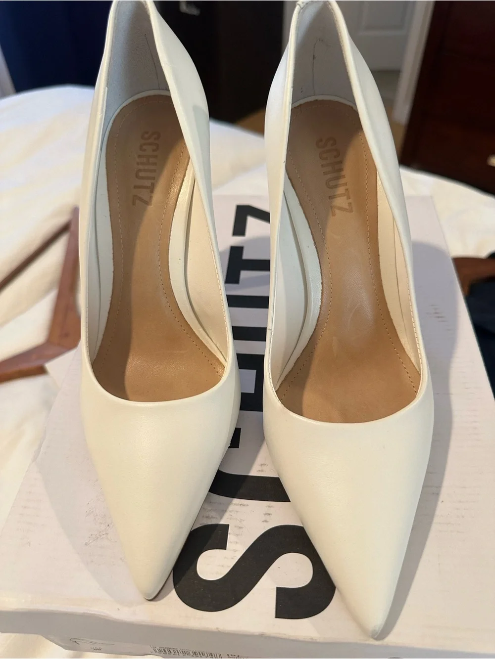 SCHUTZ LOU HIGH STILETTO WHITE PUMP
